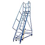 Drabina magazynowa czterokołowa DP z dźwignią – wysokość do podestu 2750 mm (08-010-G2)