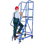 Drabina magazynowa czterokołowa DP z dźwignią – wysokość do podestu 3250 mm (08-012-G2)