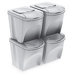 Komplet białych pojemników do segregacji odpadów 4x20l (09-20S4B)
