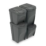 Komplet szarych pojemników do segregacji odpadów 2x35+2x25l (09-BMS4SZ)