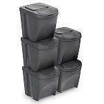 Komplet szarych pojemników do segregacji odpadów 5x20l (09-20S5SZ)