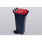 Pojemnik plastikowy na odpady, 140 L czerwona pokrywa (61764)
