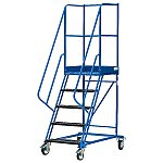 Schody magazynowe czterokołowe DMPH z hamulcem – wysokość 1250 mm (08-004-H)