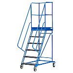 Schody magazynowe czterokołowe DMPH z hamulcem – wysokość 1500 mm (08-005-H)