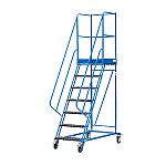 Schody magazynowe czterokołowe DMPH z hamulcem – wysokość 1750 mm (08-006-H)