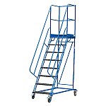 Schody magazynowe czterokołowe DMPH z hamulcem – wysokość 2000 mm (08-007-H)