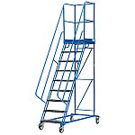 Schody magazynowe czterokołowe DMPH z hamulcem – wysokość 2250 mm (08-008-H)
