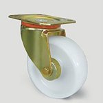 Zestaw kołowy skrętny, Ø 125 mm, środek: PP biały, powłoka: PP biała, łożysko wałeczkowe (48167)