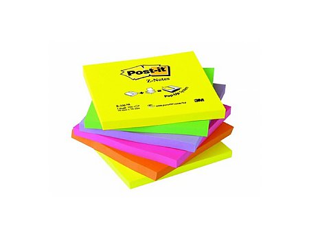 Bloczek samoprzylepny Post-it Z-Notes 76x76mm kolorowy neonowy 6szt. (4001895838132)