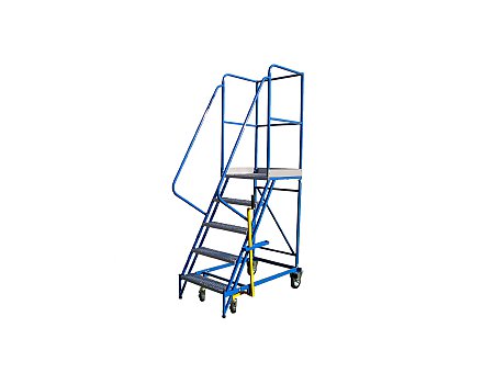 Drabina magazynowa czterokołowa DP z dźwignią – wysokość do podestu 1250 mm (08-004-G2)