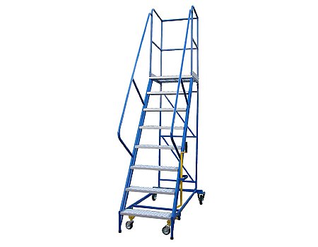 Drabina magazynowa czterokołowa DP z dźwignią – wysokość do podestu 2000 mm (08-007-G2)