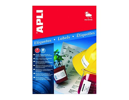 Etykiety poliestrowe wodoodporne APLI AP10071 210x297mm srebrne 20ark. (8410782100713)