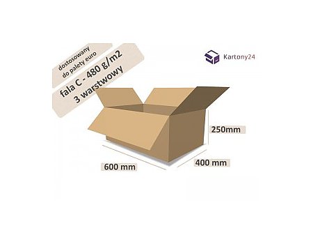 karton 600x400x250 - 10szt. fala C wymiary zewn. _ pudełko (600400250)