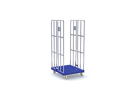 Kontener rolkowy z 2 gniazdowymi ścianami, koła 125 mm PU (48223B)