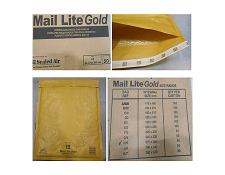 Koperta H5 270x360mm bąbelkowa Mail Lite Gold