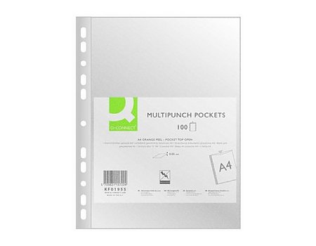 Koszulki groszkowe Q-CONNECT A4 50mic. 100szt. w folii (5706002153403)