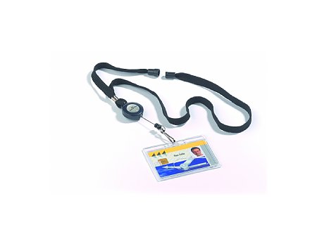 Mechanizm ściągający do identyfikatora z taśmą DURABLE czarny 10szt. (4005546802817)