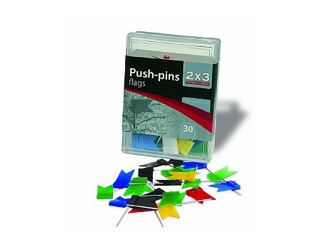 Pinezki tablicowe 2x3 chorągiewki 30szt. (5907636703006)