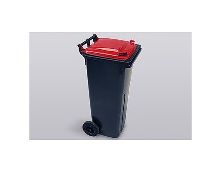 Pojemnik plastikowy na odpady, 140 L czerwona pokrywa (61764)