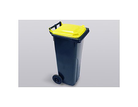 Pojemnik plastikowy na odpady, 140 L żółta pokrywa (61762)