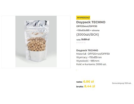 🌿Promocja!-30%🌿 Doypack TECHNO OPP20met/OPP30 ~110x65x185