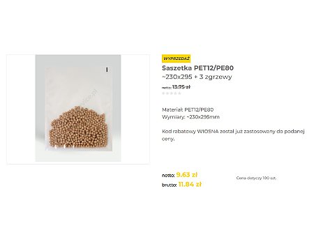 🌿Promocja!-30%🌿 Saszetka PET12/PE80 ~230x295 + 3 zgrzewy