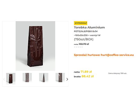 🌿Promocja!-30%🌿 Torebka Aluminium PET12/AL8/PE80 Br/M