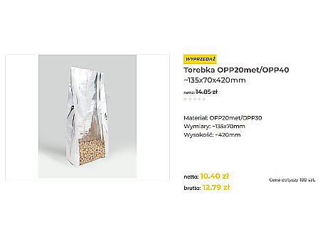 🌿Promocja!-30%🌿 Torebka OPP20met/OPP40~135x70x420mm