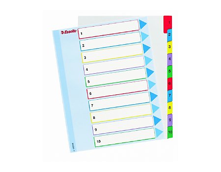 Przekładki kartonowe numeryczne ESSELTE A4 Mylar Maxi do wielokrotnego opisywania 1-12 (5902812002096)