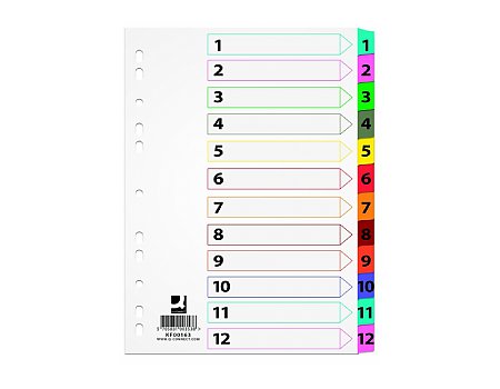 Przekładki kartonowe Q-CONNECT Mylar 1-12kart (5705831001633)