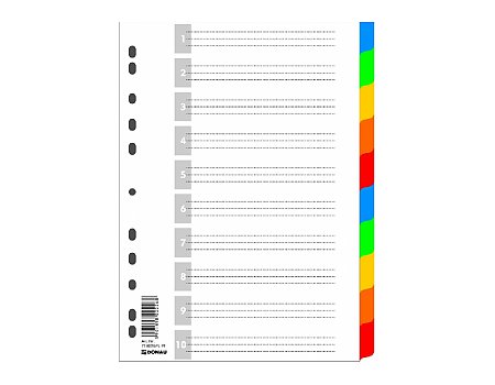 Przekładki plastikowe DONAU A4 PP kolorowe 10 kart (5901498022268)