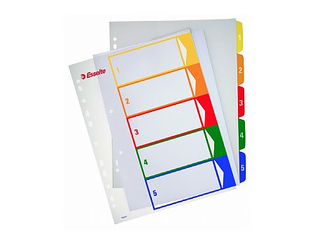 Przekładki plastikowe ESSELTE A4 PP Maxi do nadruku 1-6 (5411313002127)