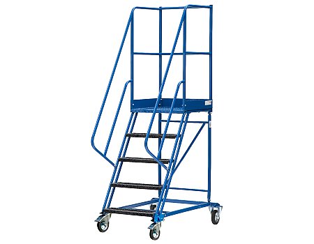 Schody magazynowe czterokołowe DMPH z hamulcem – wysokość 1250 mm (08-004-H)