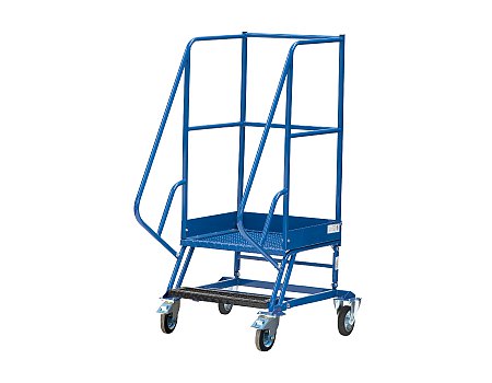 Schody magazynowe czterokołowe DMPH z hamulcem – wysokość 500 mm (08-001-H)