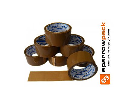 Taśmy pakowe SMART kauczuk 48mm/66y brązowe - pakiet 6 szt