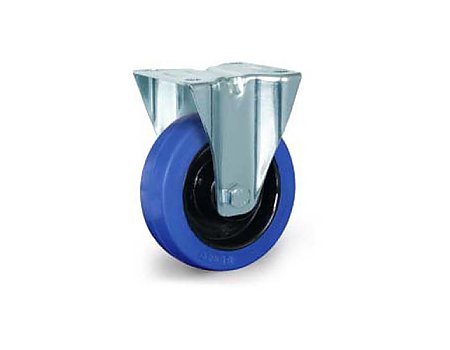 Zestaw kołowy stały, Ø 100 mm, środek: PA czarny, powłoka: elastic niebieska, łożysko kulkowe (48154)